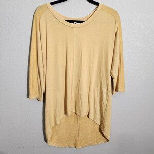 Earthbound Trading Co Womens Oversized High-Low Hem Mustard Yellow Knit Top L